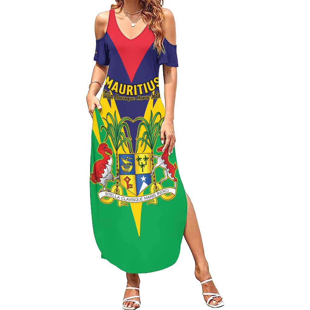 Personalised Mauritius Family Matching Summer Maxi Dress and Hawaiian Shirt Stella Clavisque Maris Indici