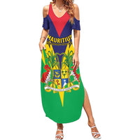 Personalised Mauritius Family Matching Summer Maxi Dress and Hawaiian Shirt Stella Clavisque Maris Indici