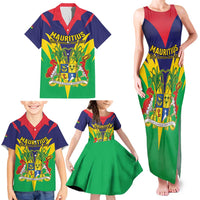 Personalised Mauritius Family Matching Tank Maxi Dress and Hawaiian Shirt Stella Clavisque Maris Indici