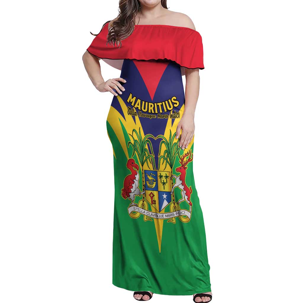Personalised Mauritius Off Shoulder Maxi Dress Stella Clavisque Maris Indici