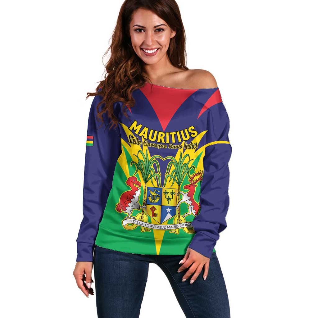 Personalised Mauritius Off Shoulder Sweater Stella Clavisque Maris Indici
