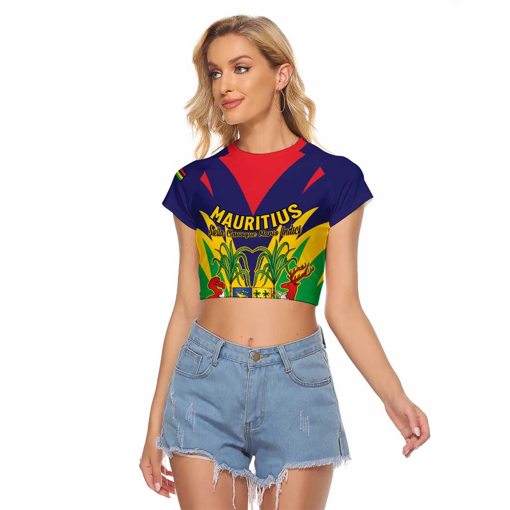 Personalised Mauritius Raglan Cropped T Shirt Stella Clavisque Maris Indici