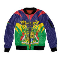 Personalised Mauritius Sleeve Zip Bomber Jacket Stella Clavisque Maris Indici