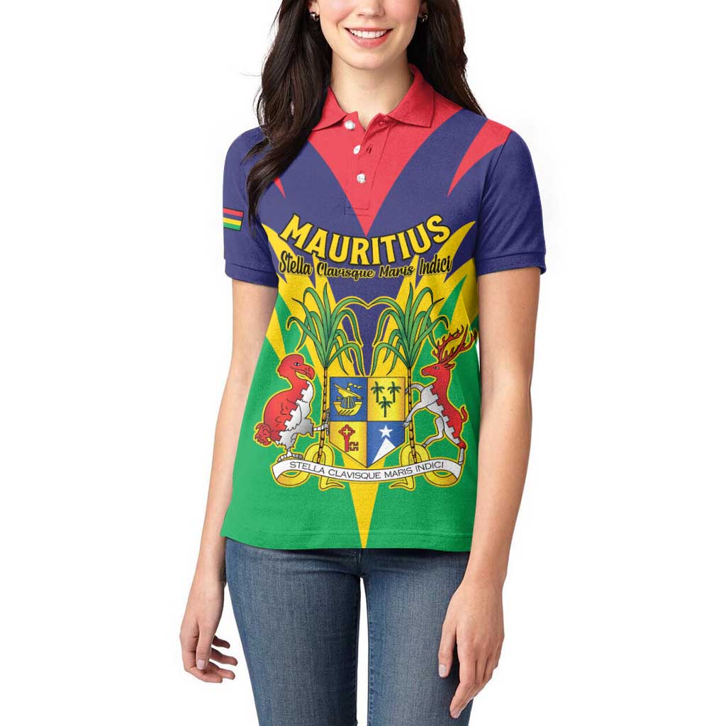 Personalised Mauritius Women Polo Shirt Stella Clavisque Maris Indici