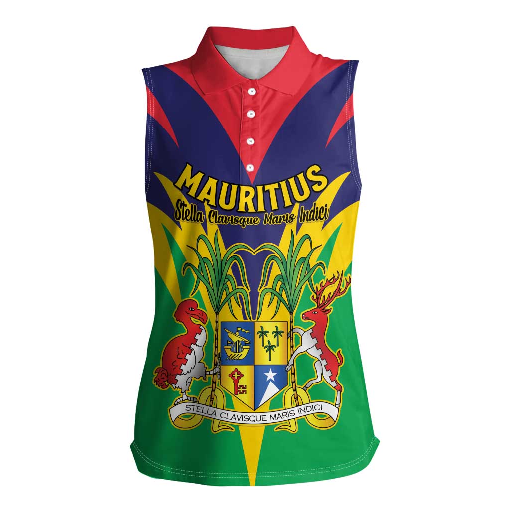 Personalised Mauritius Women Sleeveless Polo Shirt Stella Clavisque Maris Indici