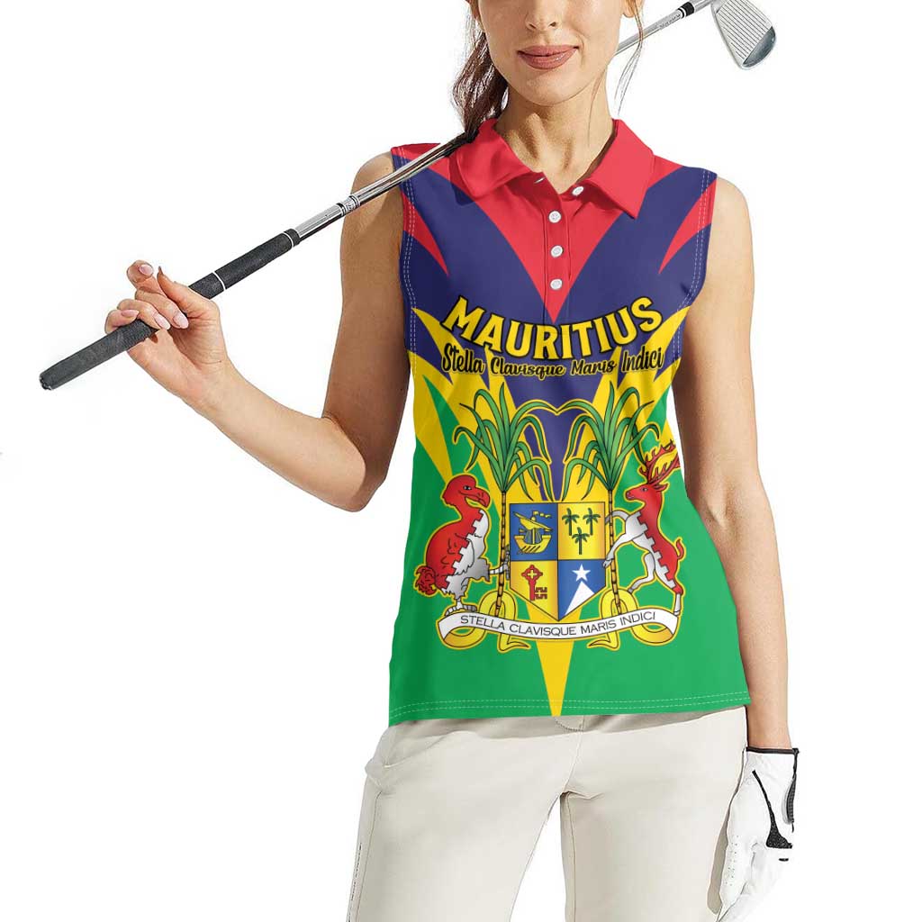 Personalised Mauritius Women Sleeveless Polo Shirt Stella Clavisque Maris Indici