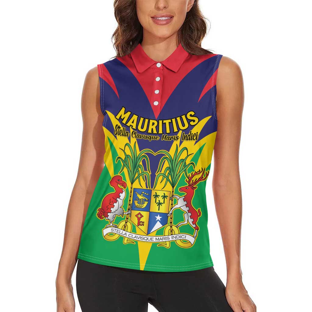Personalised Mauritius Women Sleeveless Polo Shirt Stella Clavisque Maris Indici