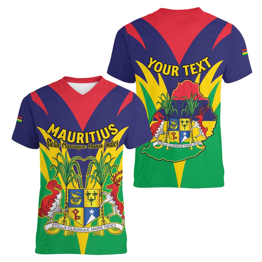 Personalised Mauritius Women V-Neck T-Shirt Stella Clavisque Maris Indici