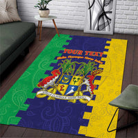 Personalised Mauritius Area Rug Coat Of Arms Mix Paisley Pattern