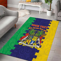 Personalised Mauritius Area Rug Coat Of Arms Mix Paisley Pattern