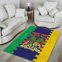 Personalised Mauritius Area Rug Coat Of Arms Mix Paisley Pattern