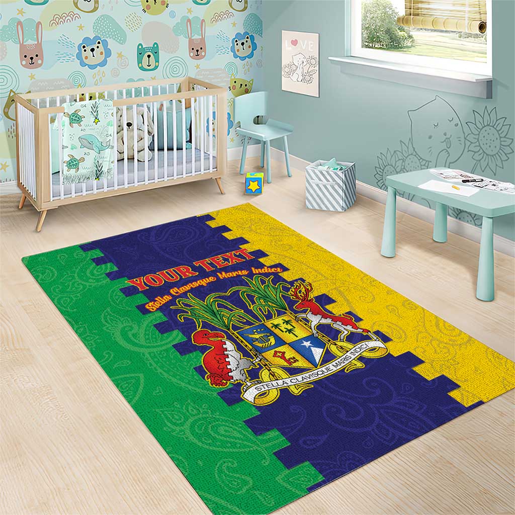 Personalised Mauritius Area Rug Coat Of Arms Mix Paisley Pattern