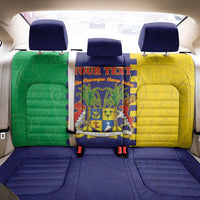 Personalised Mauritius Back Car Seat Cover Coat Of Arms Mix Paisley Pattern