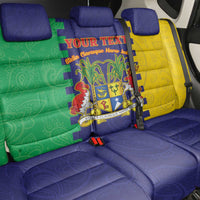 Personalised Mauritius Back Car Seat Cover Coat Of Arms Mix Paisley Pattern