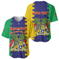 Personalised Mauritius Baseball Jersey Coat Of Arms Mix Paisley Pattern