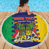 Personalised Mauritius Beach Blanket Coat Of Arms Mix Paisley Pattern