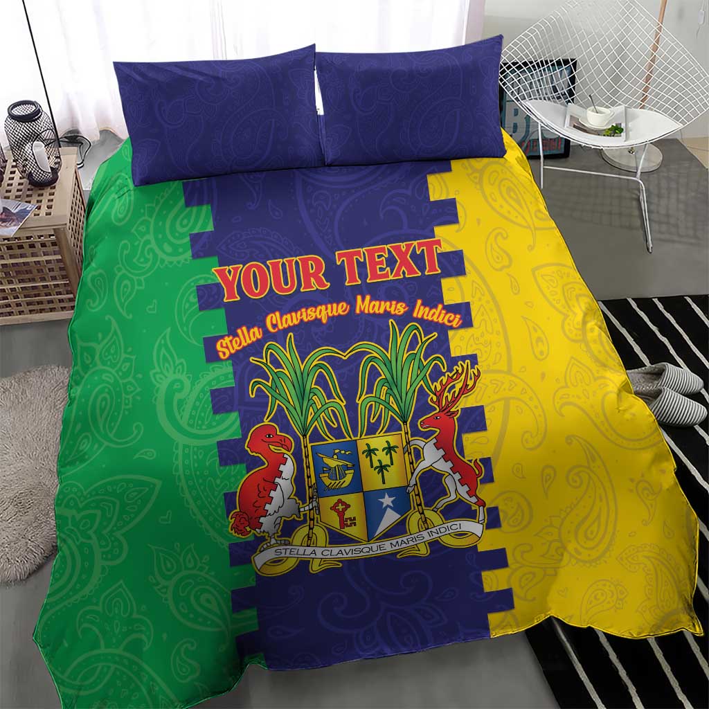 Personalised Mauritius Bedding Set Coat Of Arms Mix Paisley Pattern