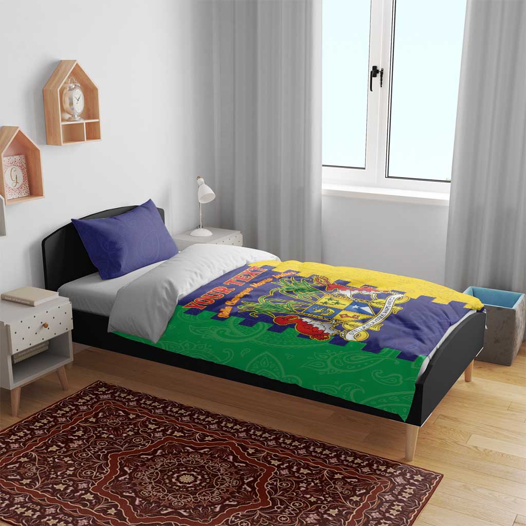 Personalised Mauritius Bedding Set Coat Of Arms Mix Paisley Pattern