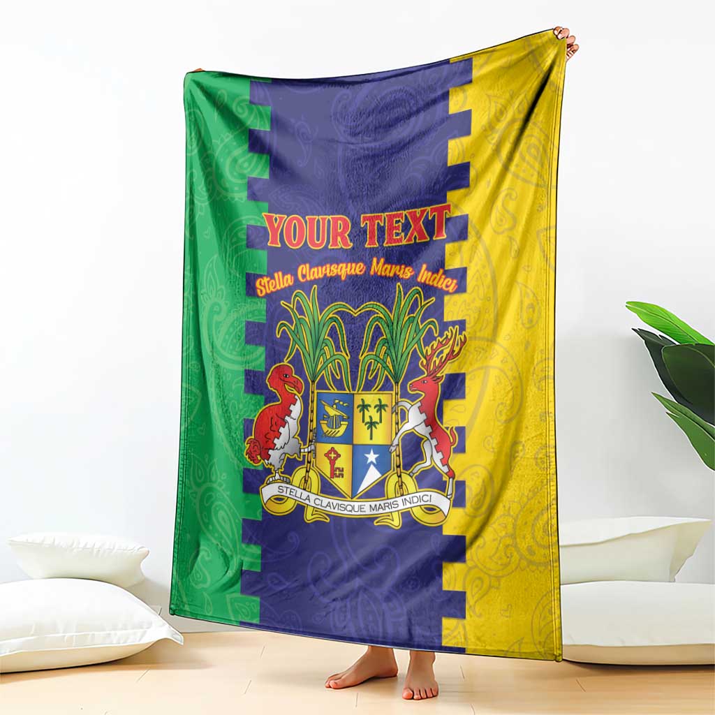 Personalised Mauritius Blanket Coat Of Arms Mix Paisley Pattern