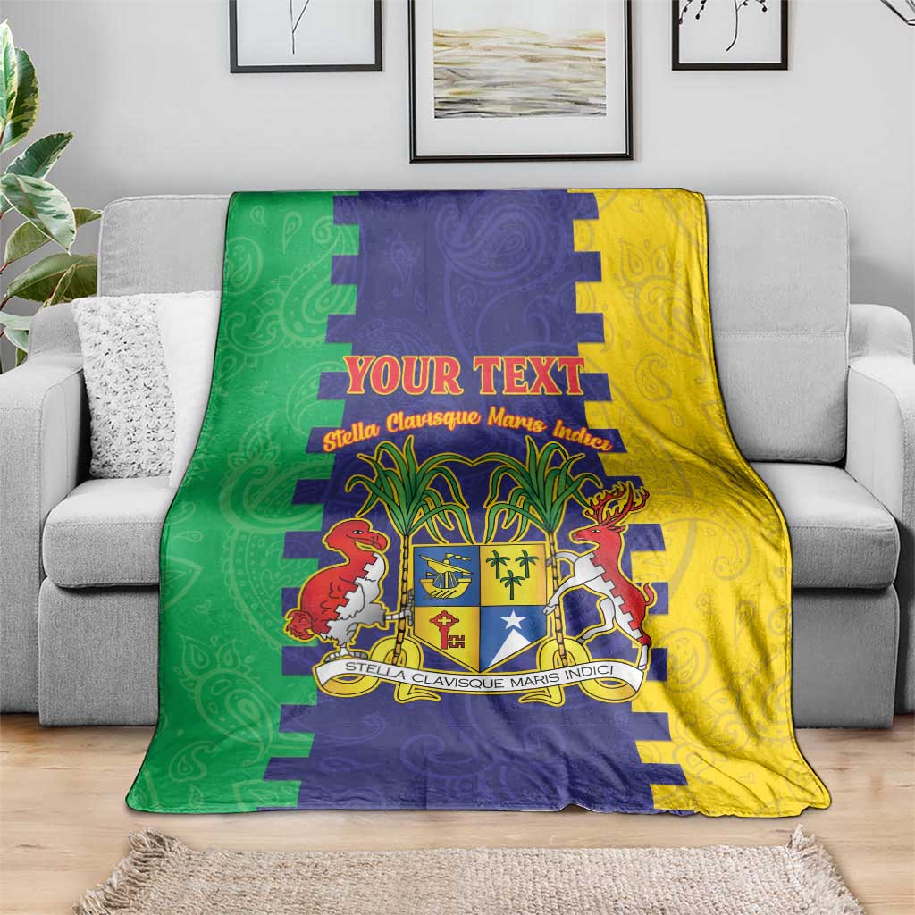 Personalised Mauritius Blanket Coat Of Arms Mix Paisley Pattern