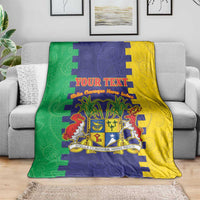 Personalised Mauritius Blanket Coat Of Arms Mix Paisley Pattern
