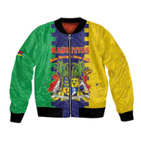 Personalised Mauritius Bomber Jacket Coat Of Arms Mix Paisley Pattern