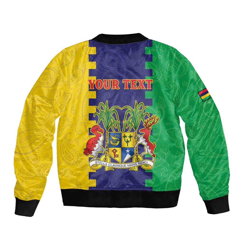 Personalised Mauritius Bomber Jacket Coat Of Arms Mix Paisley Pattern