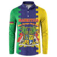 Personalised Mauritius Button Sweatshirt Coat Of Arms Mix Paisley Pattern