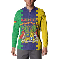 Personalised Mauritius Button Sweatshirt Coat Of Arms Mix Paisley Pattern