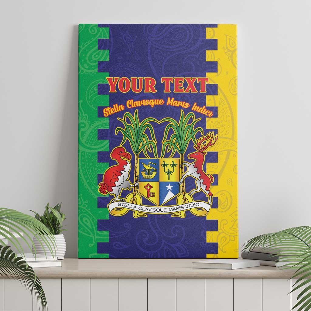 Personalised Mauritius Canvas Wall Art Coat Of Arms Mix Paisley Pattern