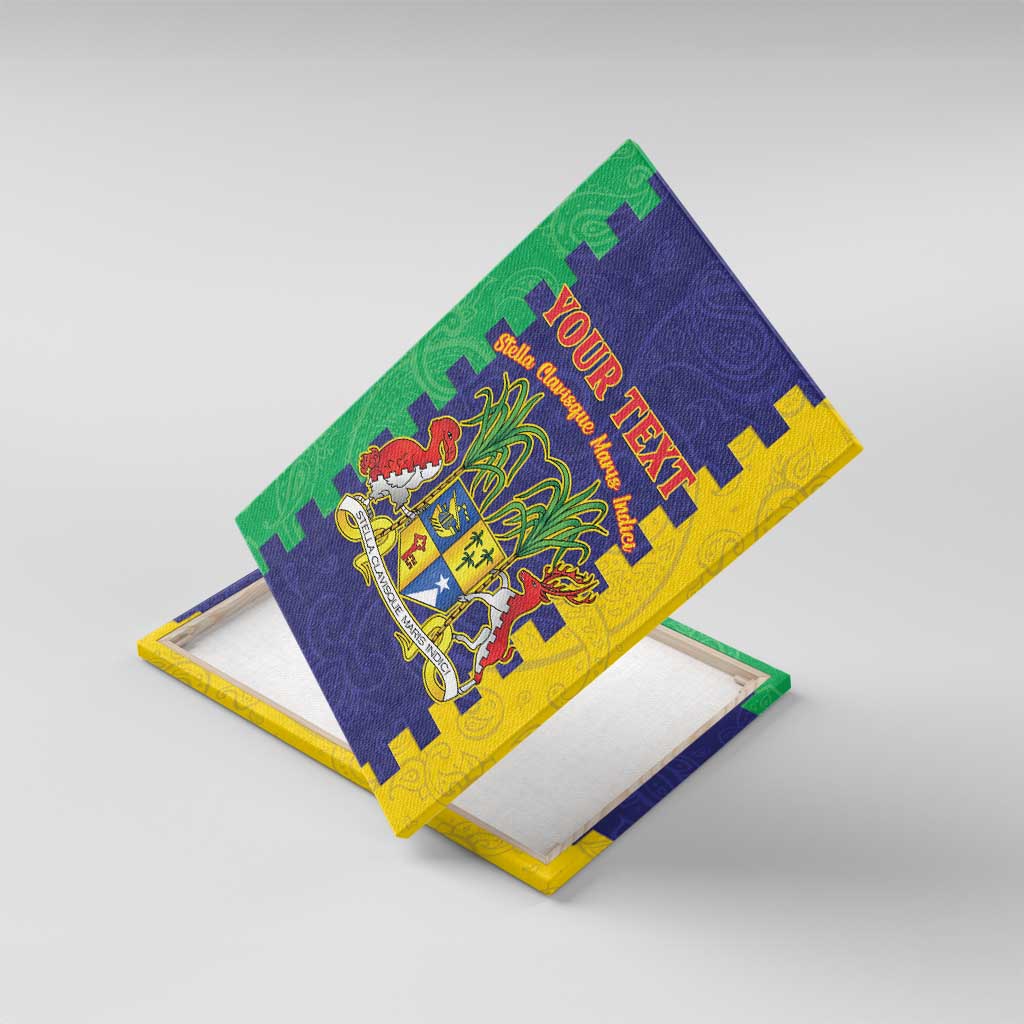 Personalised Mauritius Canvas Wall Art Coat Of Arms Mix Paisley Pattern