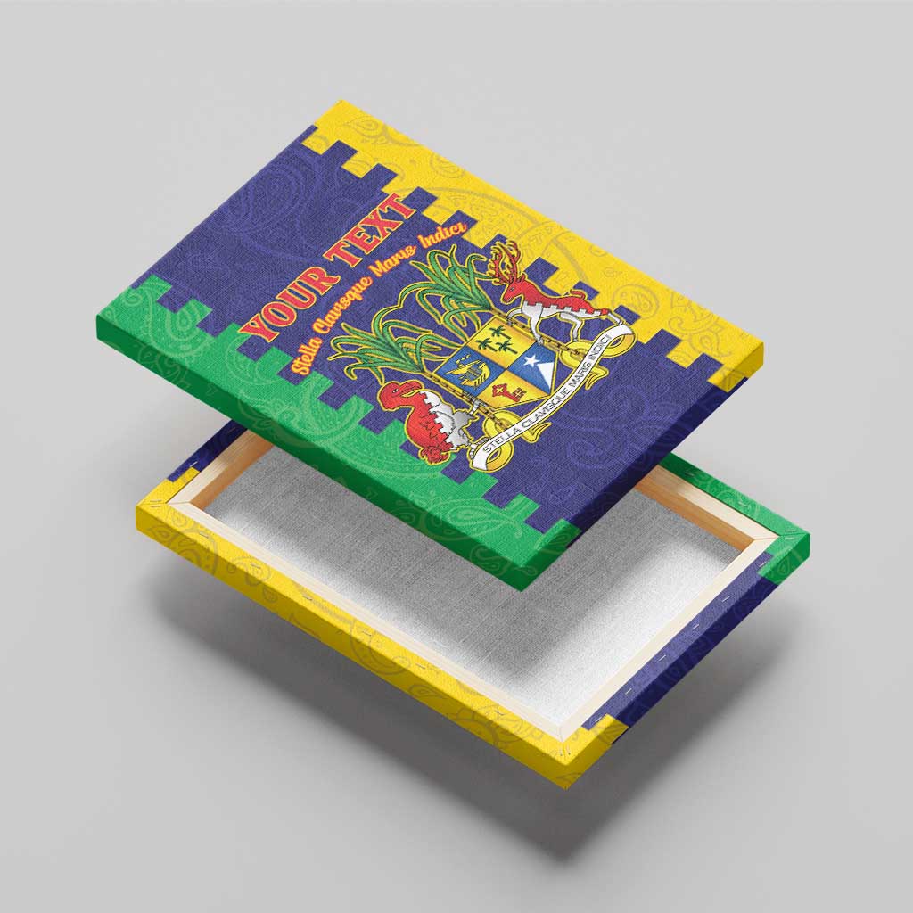 Personalised Mauritius Canvas Wall Art Coat Of Arms Mix Paisley Pattern