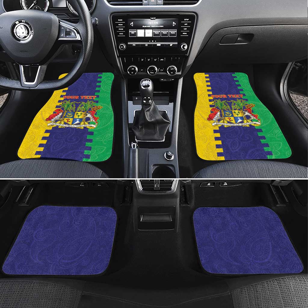 Personalised Mauritius Car Mats Coat Of Arms Mix Paisley Pattern