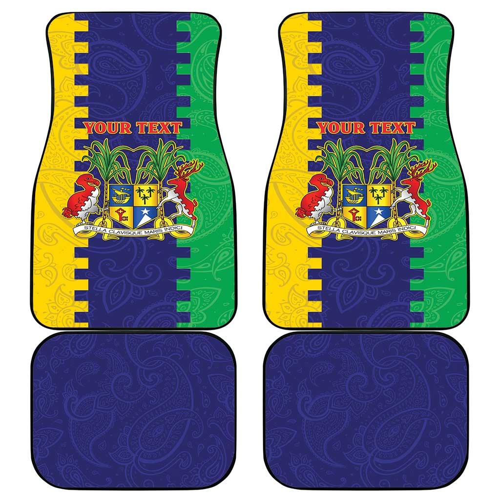 Personalised Mauritius Car Mats Coat Of Arms Mix Paisley Pattern