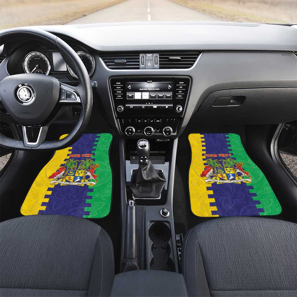 Personalised Mauritius Car Mats Coat Of Arms Mix Paisley Pattern