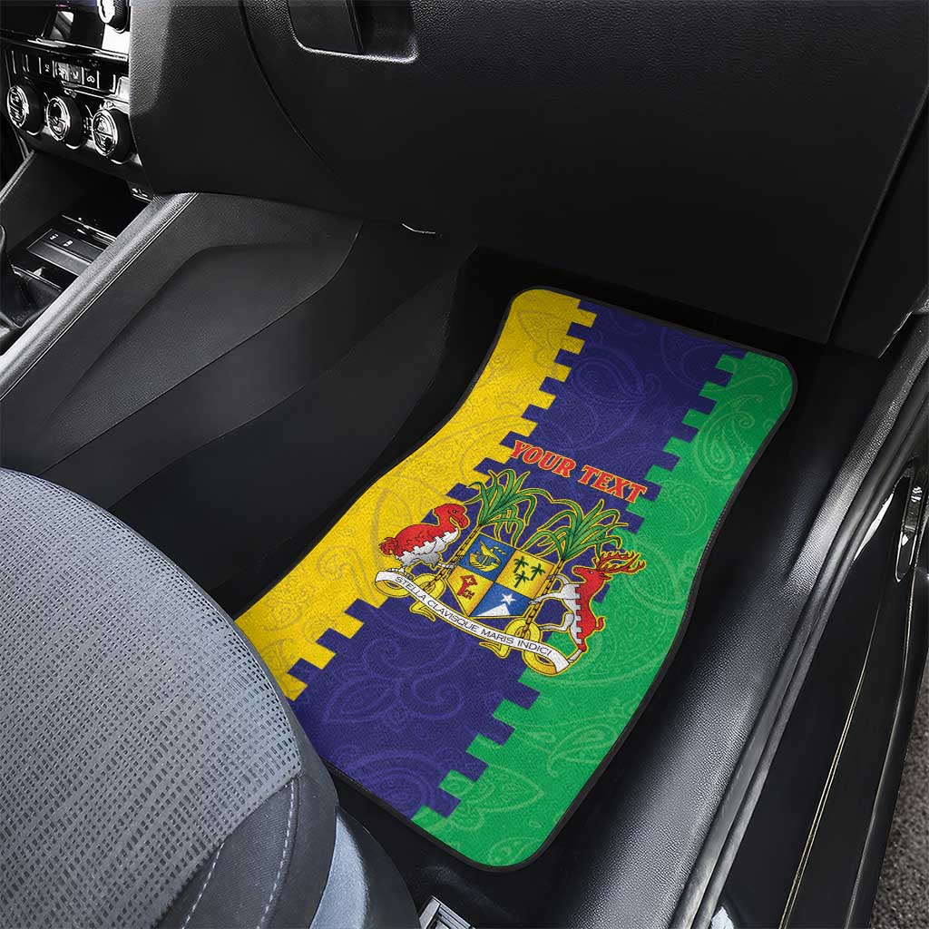 Personalised Mauritius Car Mats Coat Of Arms Mix Paisley Pattern