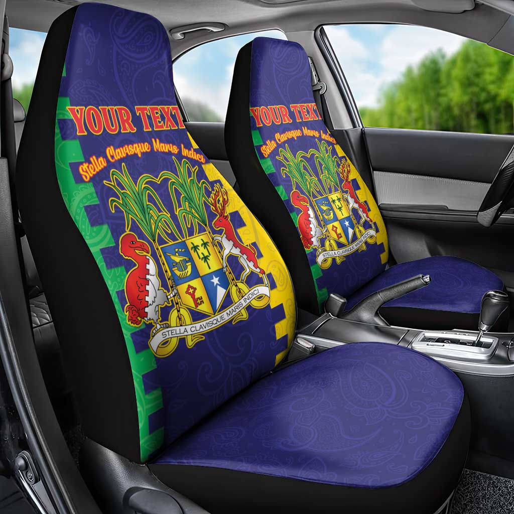 Personalised Mauritius Car Seat Cover Coat Of Arms Mix Paisley Pattern