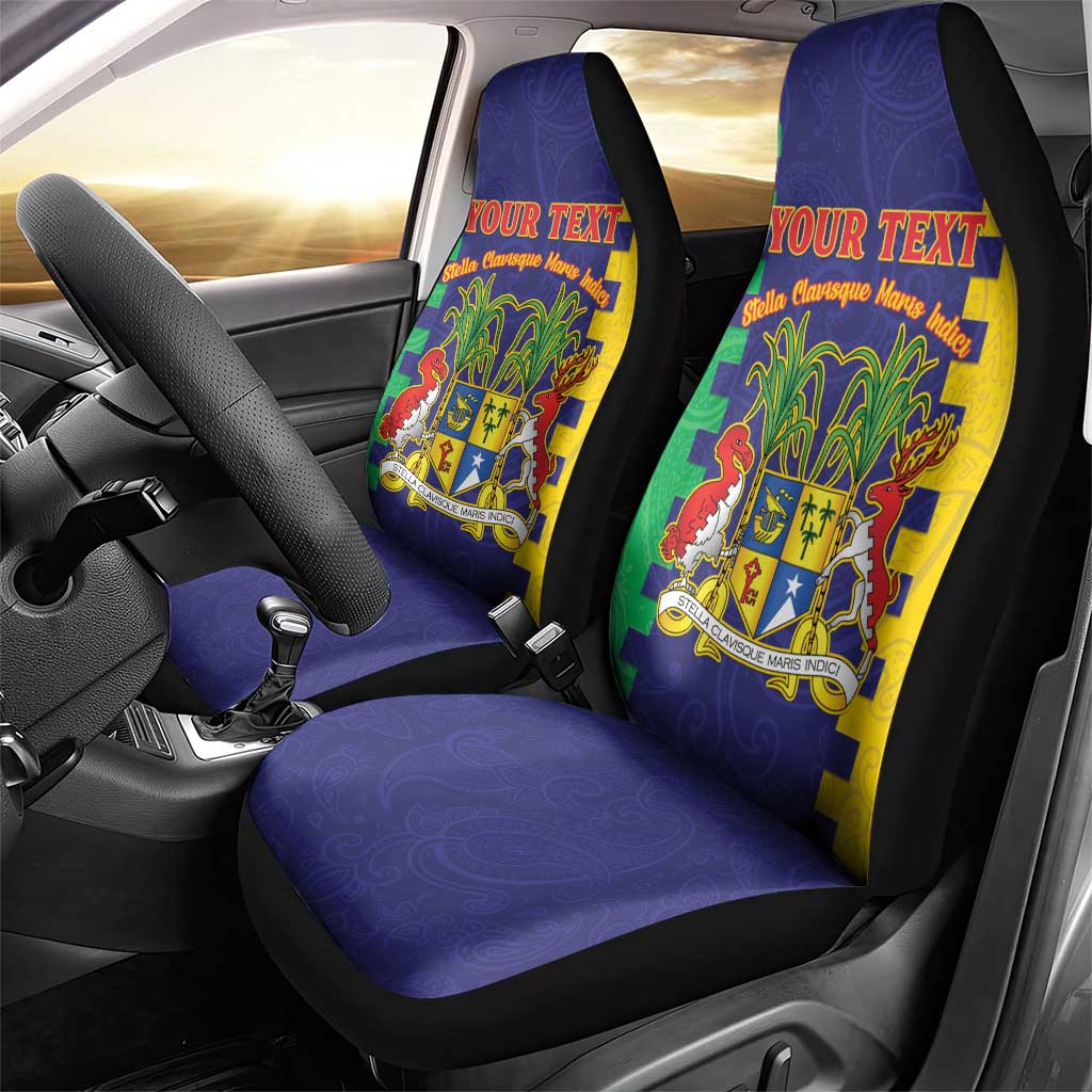 Personalised Mauritius Car Seat Cover Coat Of Arms Mix Paisley Pattern