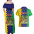 Personalised Mauritius Couples Matching Off Shoulder Maxi Dress and Hawaiian Shirt Coat Of Arms Mix Paisley Pattern