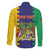 Personalised Mauritius Family Matching Long Sleeve Bodycon Dress and Hawaiian Shirt Coat Of Arms Mix Paisley Pattern