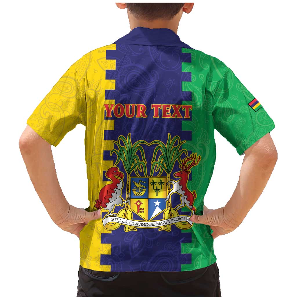 Personalised Mauritius Family Matching Mermaid Dress and Hawaiian Shirt Coat Of Arms Mix Paisley Pattern