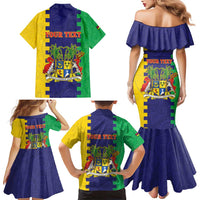 Personalised Mauritius Family Matching Mermaid Dress and Hawaiian Shirt Coat Of Arms Mix Paisley Pattern