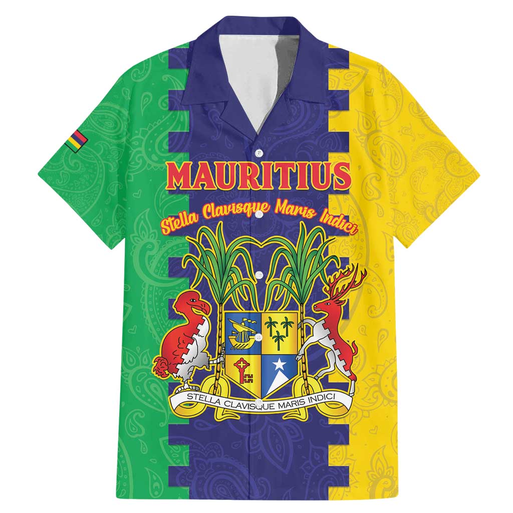 Personalised Mauritius Family Matching Mermaid Dress and Hawaiian Shirt Coat Of Arms Mix Paisley Pattern