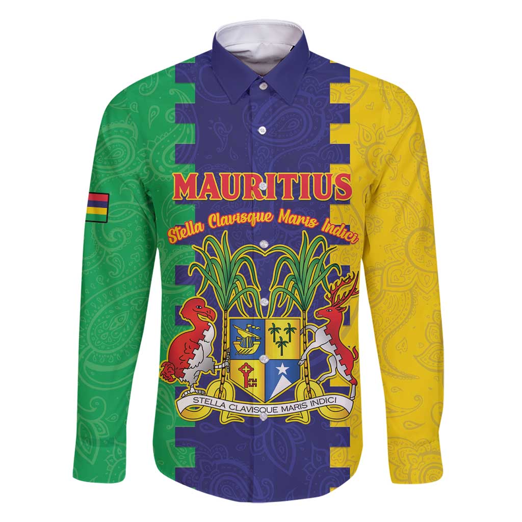 Personalised Mauritius Family Matching Mermaid Dress and Hawaiian Shirt Coat Of Arms Mix Paisley Pattern