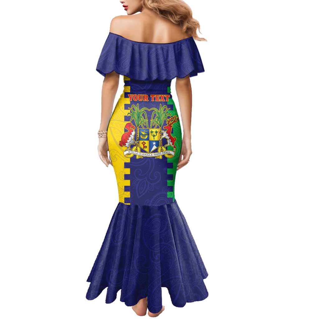 Personalised Mauritius Family Matching Mermaid Dress and Hawaiian Shirt Coat Of Arms Mix Paisley Pattern