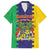 Personalised Mauritius Family Matching Off Shoulder Short Dress and Hawaiian Shirt Coat Of Arms Mix Paisley Pattern