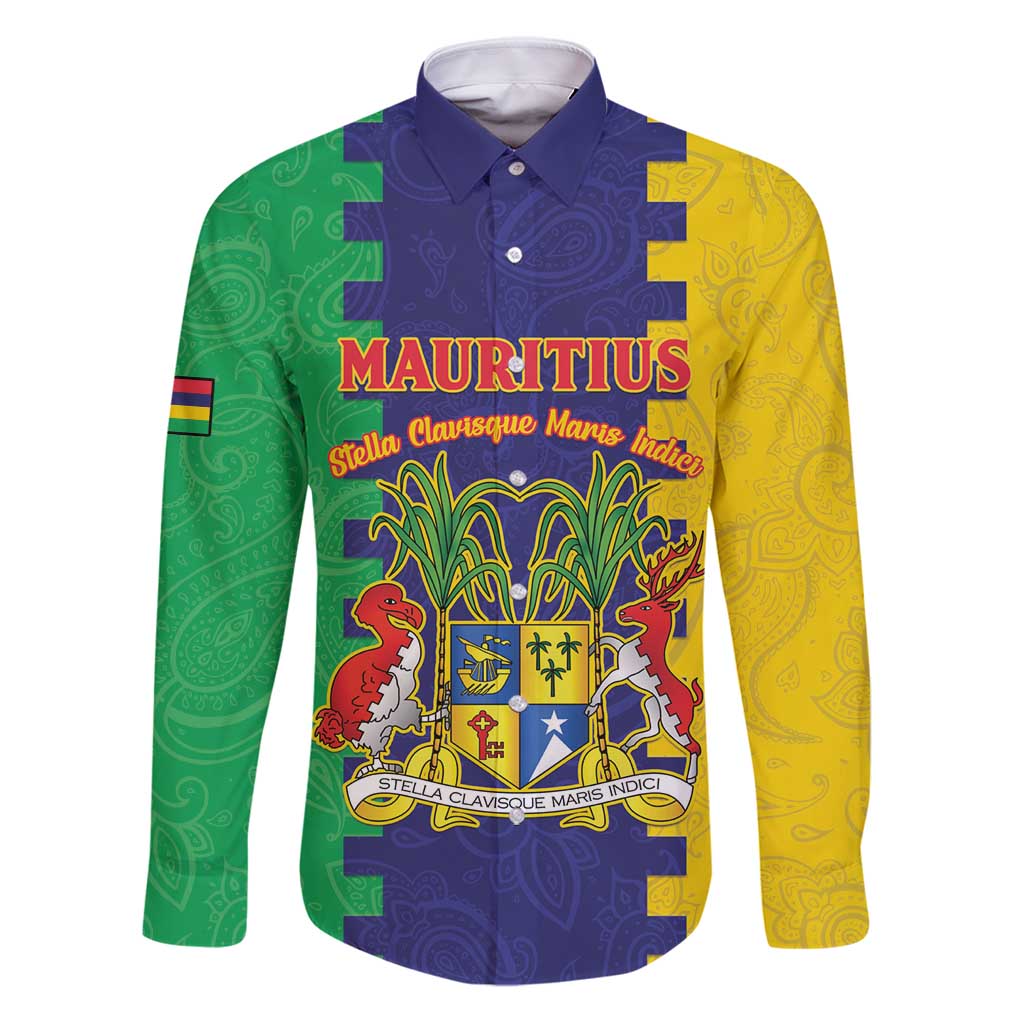 Personalised Mauritius Family Matching Puletasi and Hawaiian Shirt Coat Of Arms Mix Paisley Pattern