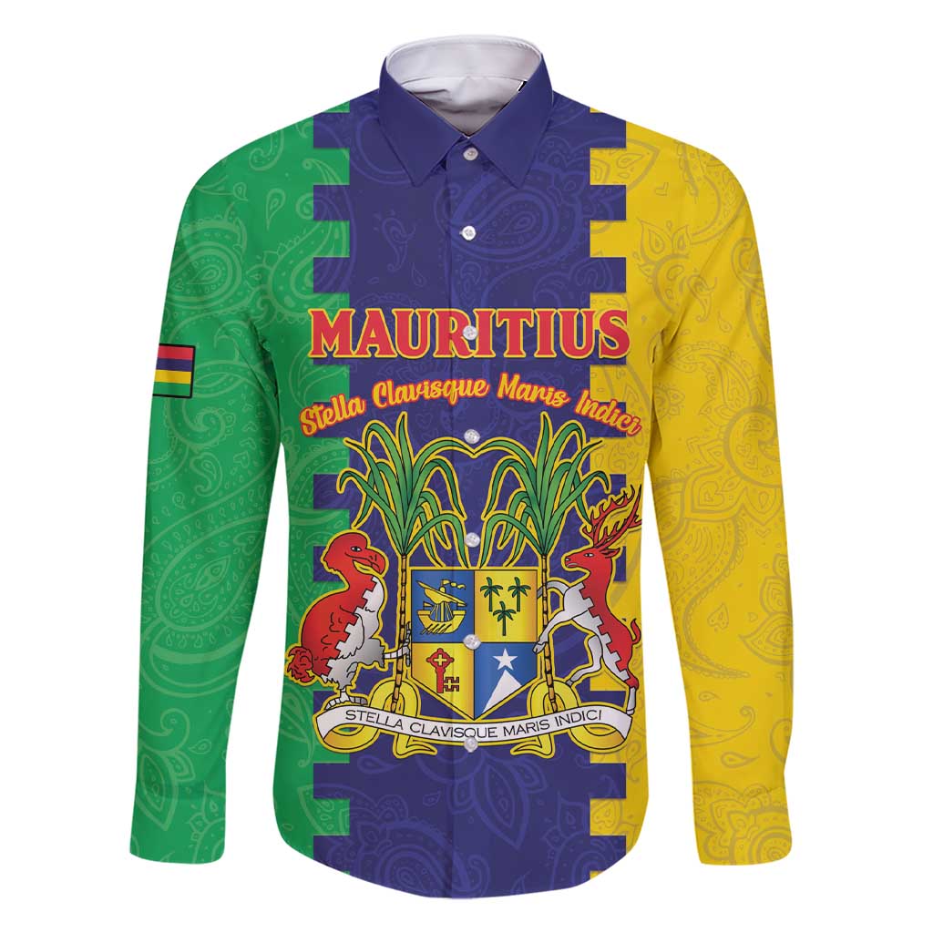 Personalised Mauritius Family Matching Short Sleeve Bodycon Dress and Hawaiian Shirt Coat Of Arms Mix Paisley Pattern