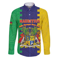 Personalised Mauritius Family Matching Short Sleeve Bodycon Dress and Hawaiian Shirt Coat Of Arms Mix Paisley Pattern