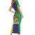 Personalised Mauritius Family Matching Short Sleeve Bodycon Dress and Hawaiian Shirt Coat Of Arms Mix Paisley Pattern